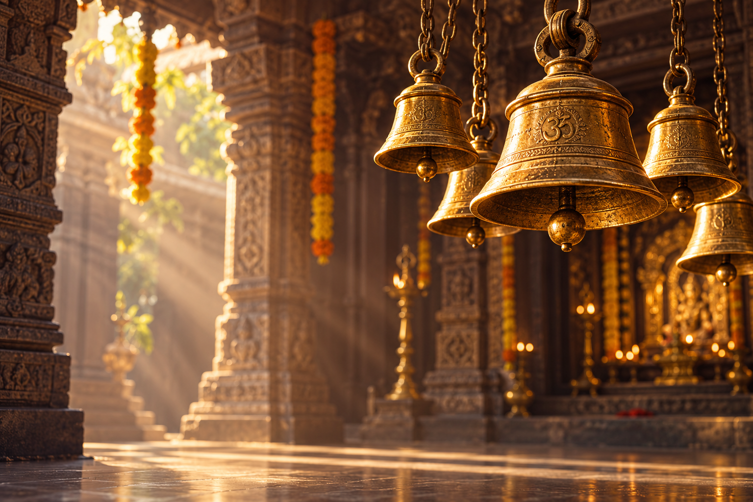 मंदिर की पीतल की घंटियाँ